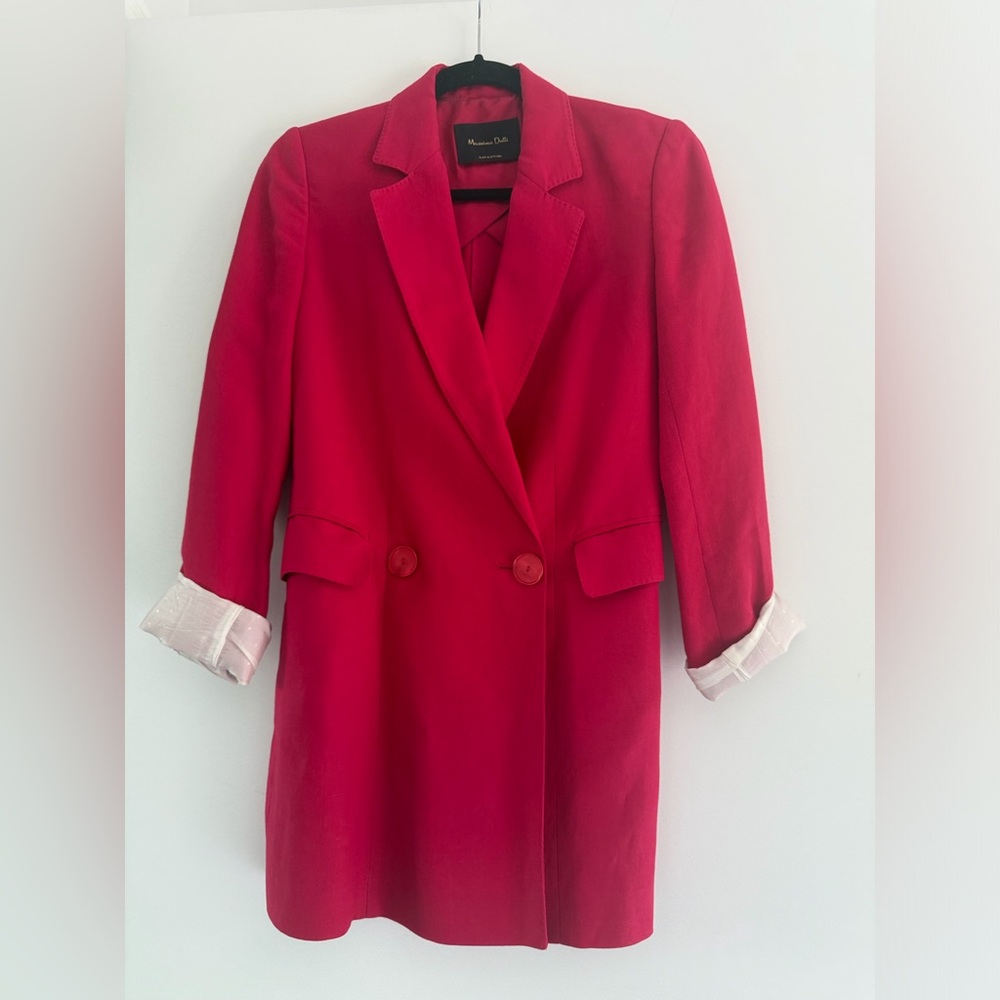 Massimo Dutti Bright Long Double-Breasted Blazer